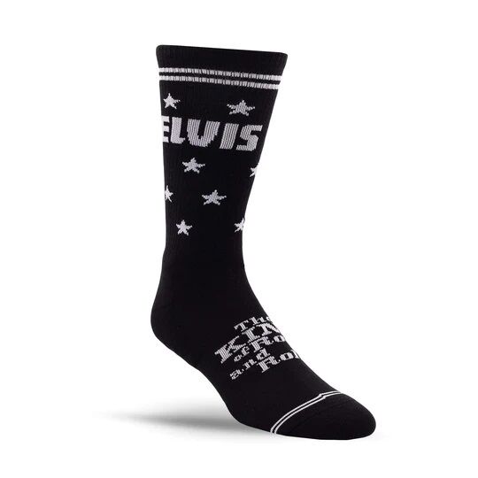 Perris Licensed Elvis "The King" Large Crew Socks - Black (1 Pair) — view 2