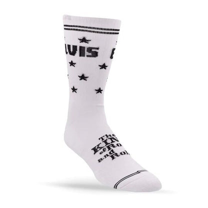 Perris Licensed ELVIS "The King" Large Crew Socks - White, 1 Pair, Soft Combed Cotton, Stretch, Terry Cushion Sole, Men 9-12, Women 11-14 — view 2
