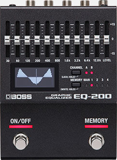 BOSS EQ-200 Graphic Equalizer - 200 Series Compact Pedal with Memory, Multi-Function Switches & Intuitive Controls