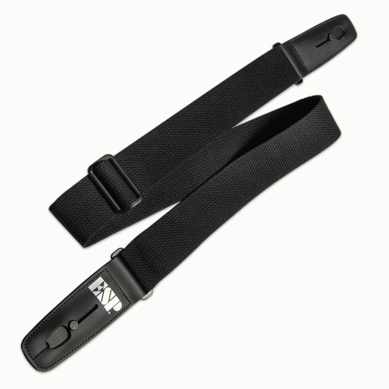 ESP Lock-It Strap 2" Woven Cotton Black with Leather Ends