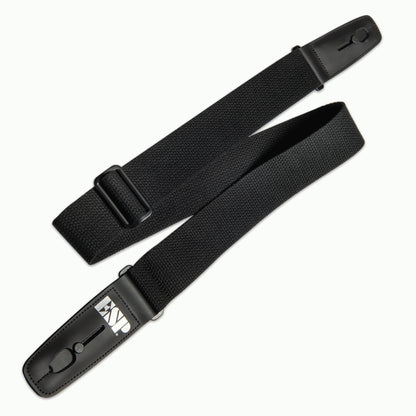 ESP Lock-It Strap 2" Woven Cotton Black with Leather Ends
