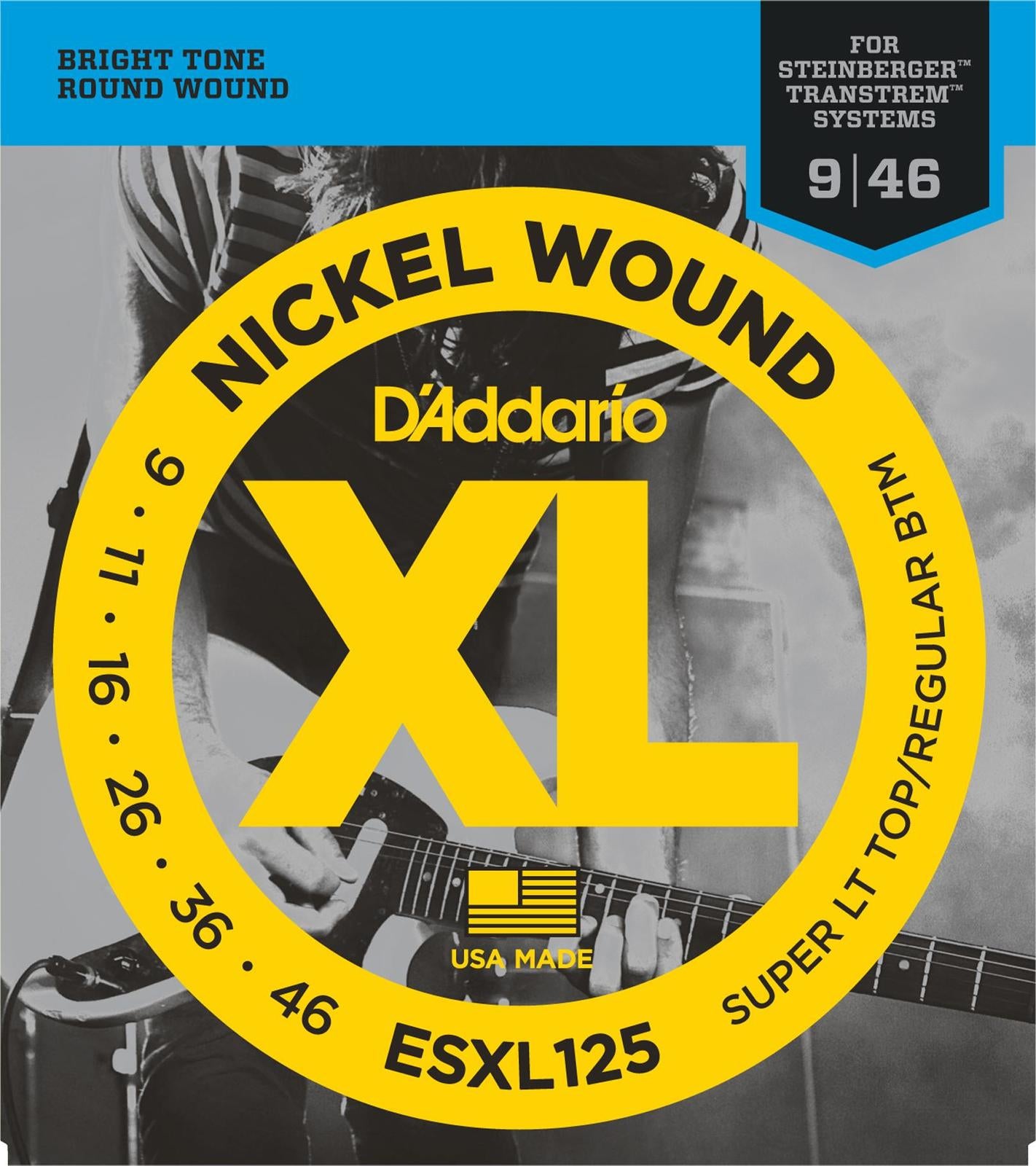 D'Addario ESXL125 Nickel Wound Electric Guitar Strings, Super Light Top- Regular Bottom, Double Ball End, 9-46