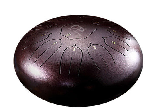 Opus Percussion 10" Metal 11-Note Lotus Carves Style Tongue Drum - Chestnut