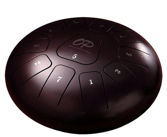 Opus Percussion 12" Metal 11-Note Tongue Drum in Chestnut with Mallets & Carry Bag