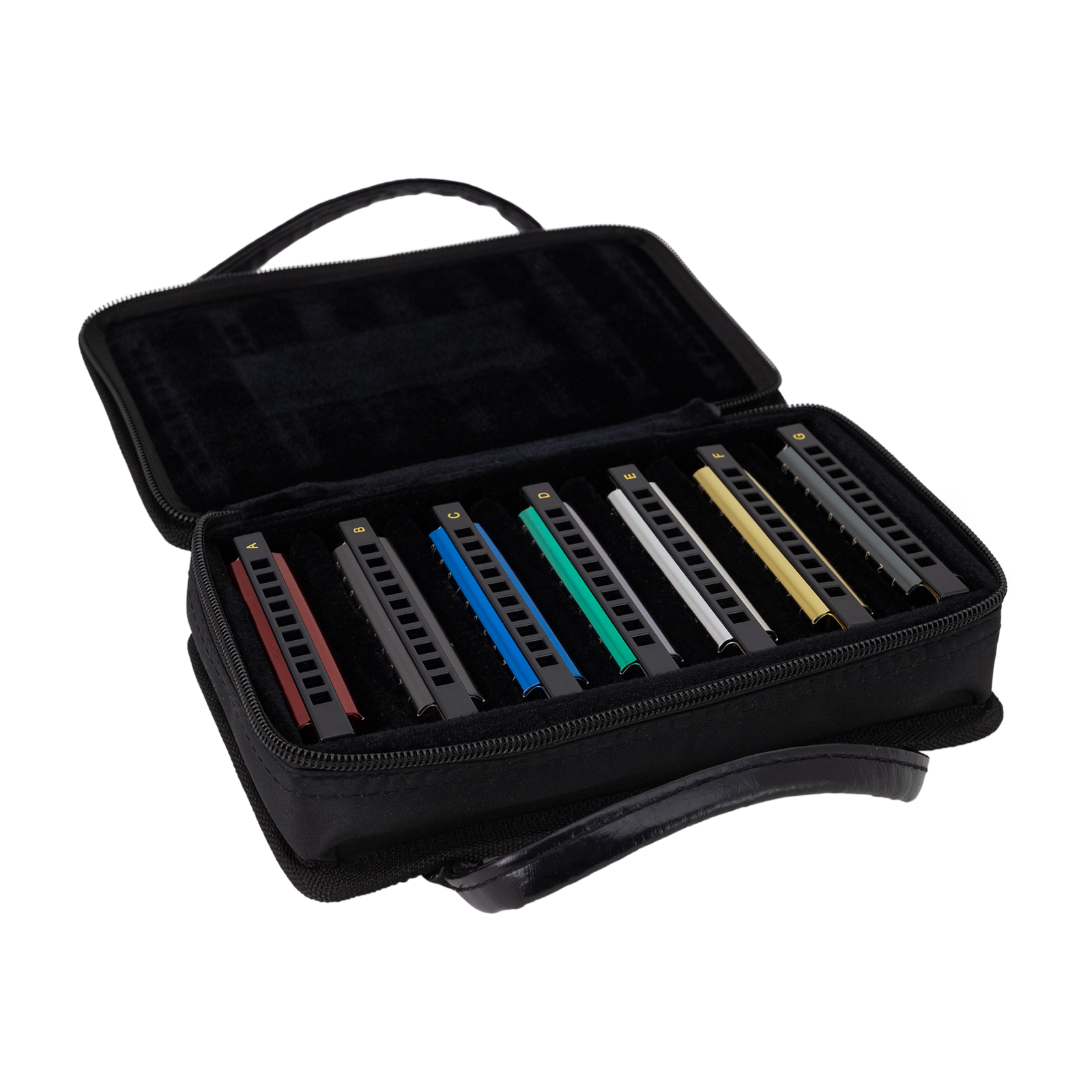 East Top Set of 7 Blues Harmonicas with Case - Diatonic, Portable Design, Gift-Ready Packaging, Includes Keys A-G