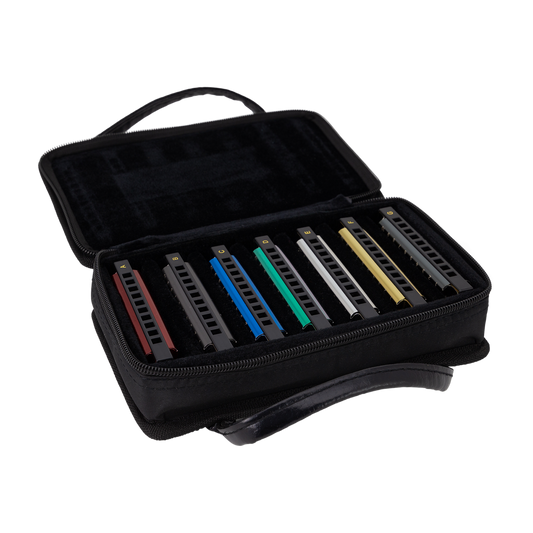 East Top Set of 7 Blues Harmonicas with Case - Diatonic, Portable Design, Gift-Ready Packaging, Includes Keys A-G