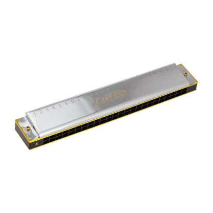 East Top 24 Hole Accent Tremolo Harmonica with Plastic Comb and Phosphor Bronze Reed
