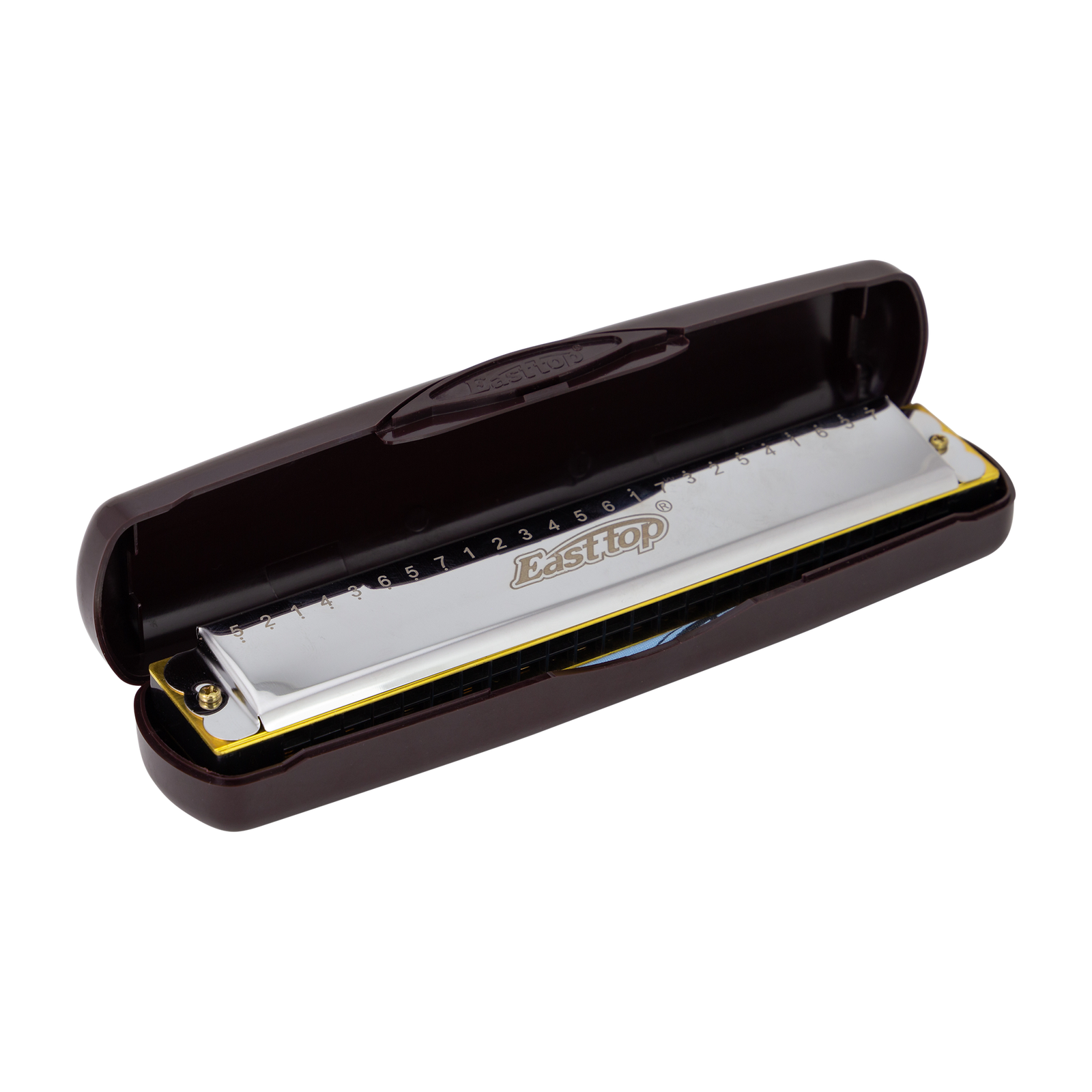 East Top 24 Hole Tremolo Harmonica D with Brass Cover and Phosphor Bronze Reed — view 3