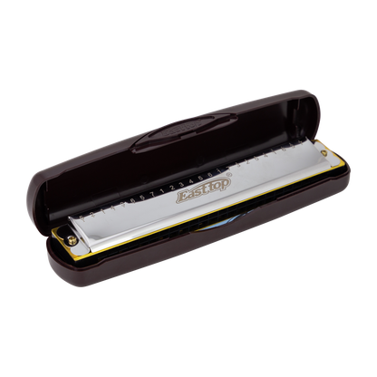 East Top 24 Hole Tremolo Harmonica in G with Electroplated Brass Cover and Precision-Made Plastic Comb — view 2