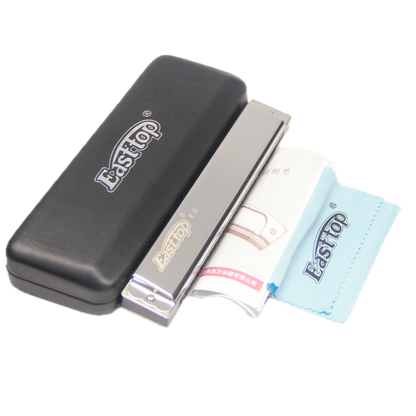 East Top 24 Hole Tremolo Harmonica in G with Electroplated Brass Cover and Precision-Made Plastic Comb — view 4