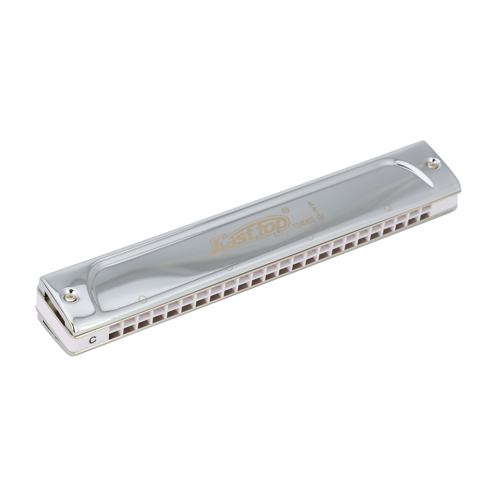 East Top 24 Hole Professional Tremolo Harmonica A with Plastic Comb and Brass Cover