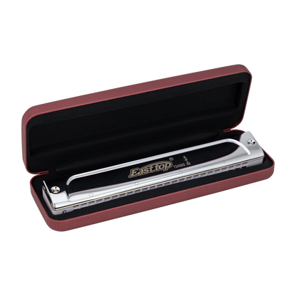 East Top 24 Hole Professional Tremolo Harmonica C with Brass Cover and Instruction — view 3