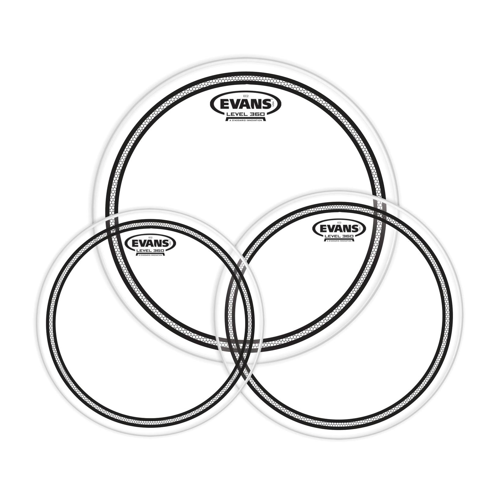 Evans EC2 Tompack, Clear, Standard (12 inch, 13 inch, 16 inch) *SKIN ONLY*