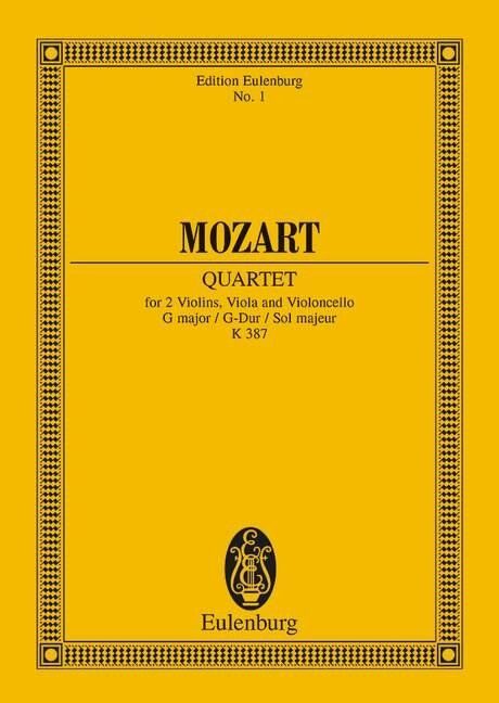 Mozart String Quartet G Major K 387 Study Score by Eulenburg for Cello and Viola, 44 Pages