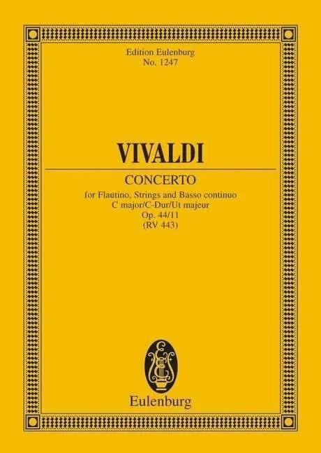 Vivaldi Concerto C Major Op. 44/11 RV 443 Study Score for Recorder by Eulenburg, 24 Pages