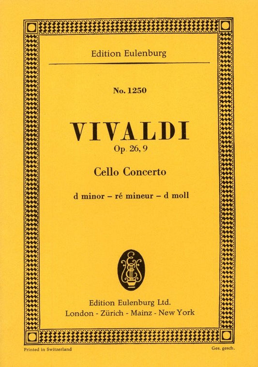 Vivaldi - Concerto D Min Op 26/9 Study Score Book