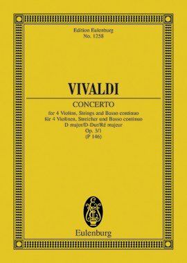 Vivaldi - L'Estro Armonico Op. 3/1 RV 549 Study Score, Eulenburg, 44 Pages
