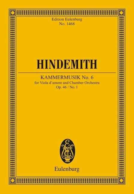 Chamber Music No 6 Op 46 No 1 Study Score by Hindemith - 52 Pages
