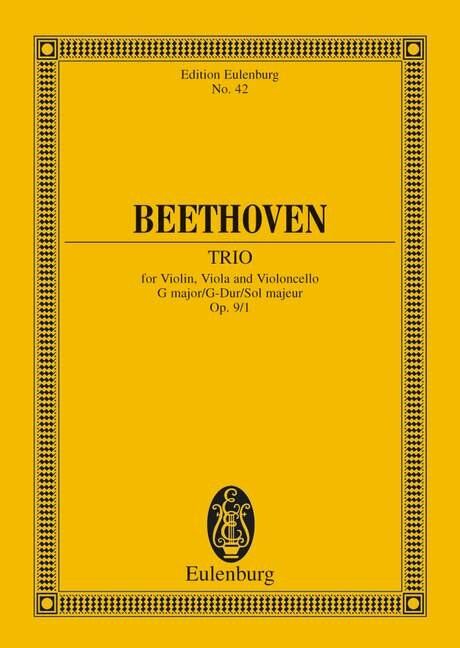 Beethoven String Trio G Major Op. 9/1 Study Score - Cello, Viola, Violin, 40 Pages, Eulenburg Edition