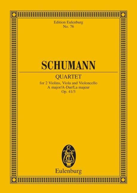Schumann String Quartet A Major Op. 41/3 Study Score for Cello and Viola, 40 Pages, Eulenburg Edition