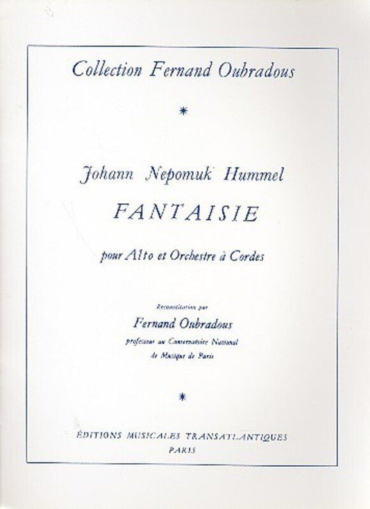 Hummel Fantasie for Viola and Piano by Johann Nepomuk Hummel