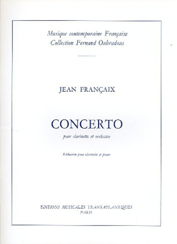 Francaix - Concerto Clarinet/Piano (Softcover Book)