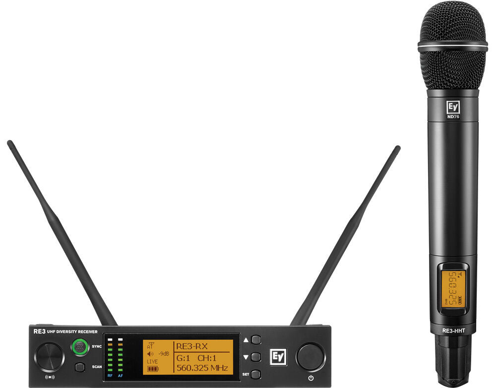 Electro-Voice RE3 Handheld Wireless System with ND76 Cardioid Microphone and Diversity Receiver