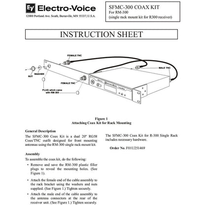 Electro-Voice SFMC-300 Front Mount Antenna Coax Kit with Two 20" RG-58 Cables — view 2