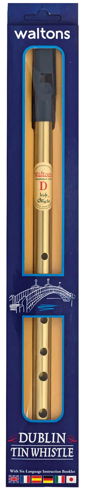 Waltons Dublin Tin Whistle Key of D Brass Deluxe WM1569