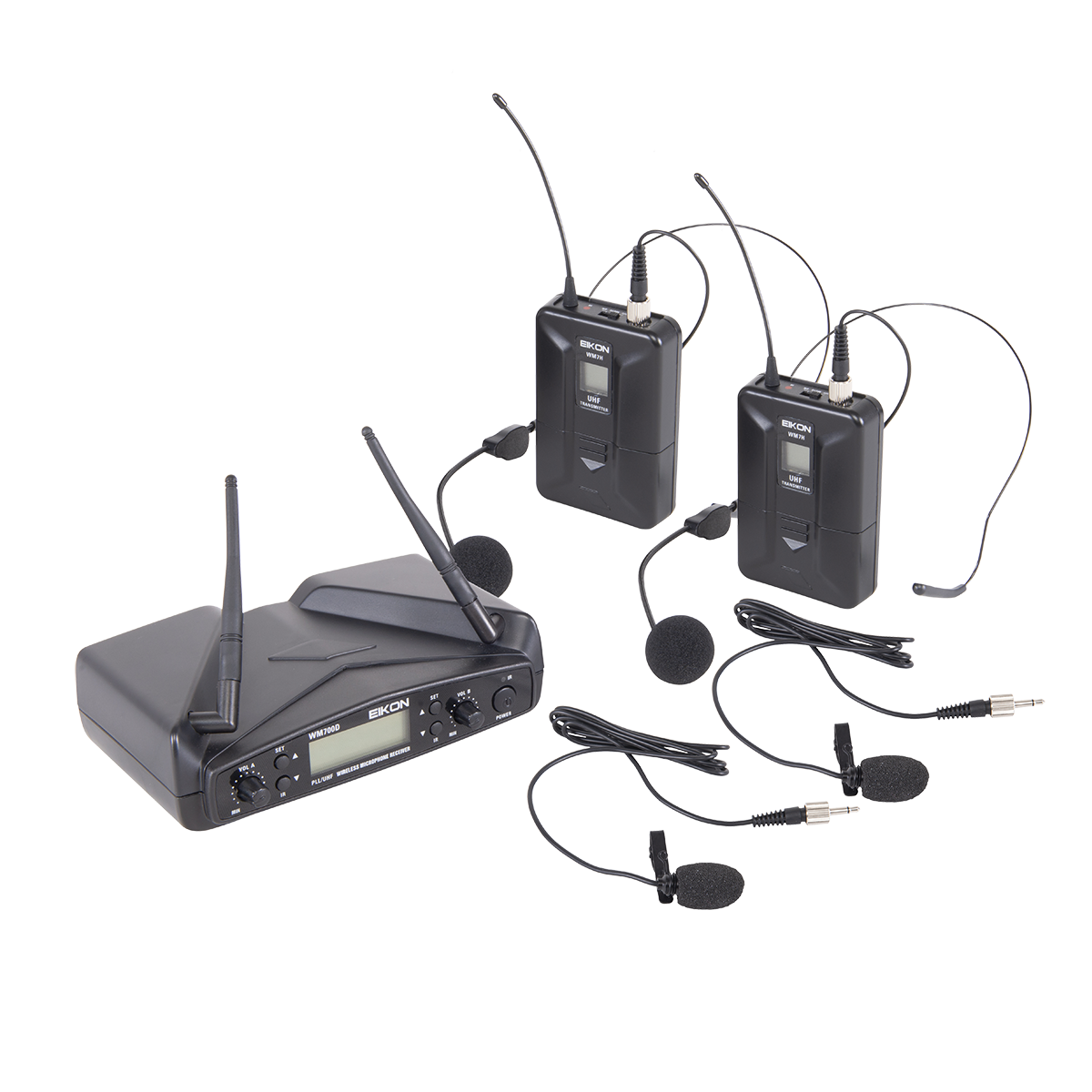 Eikon WM700DHA Dual Channel Wireless Belt-Pack Microphone System with Headset & Lapel 516-562MHz