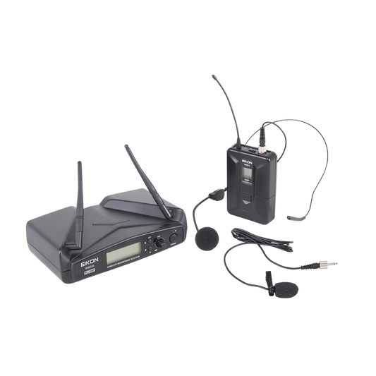 Eikon WM700HA Wireless Belt-Pack Microphone System with Headset & Lapel 516-562MHz, 30m Range, 16-32 Selectable Frequencies, ABS Case