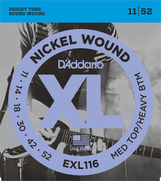 D'Addario EXL116 Nickel Wound Electric Guitar Strings, Medium Top-Heavy Bottom, 11-52