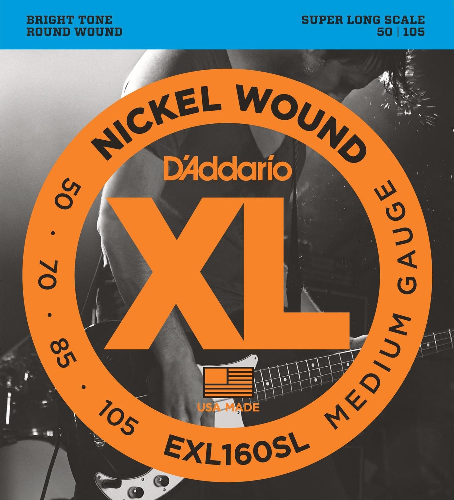 D'Addario EXL160SL Nickel Wound Bass Guitar Strings, Medium, 50-105, Super Long Scale