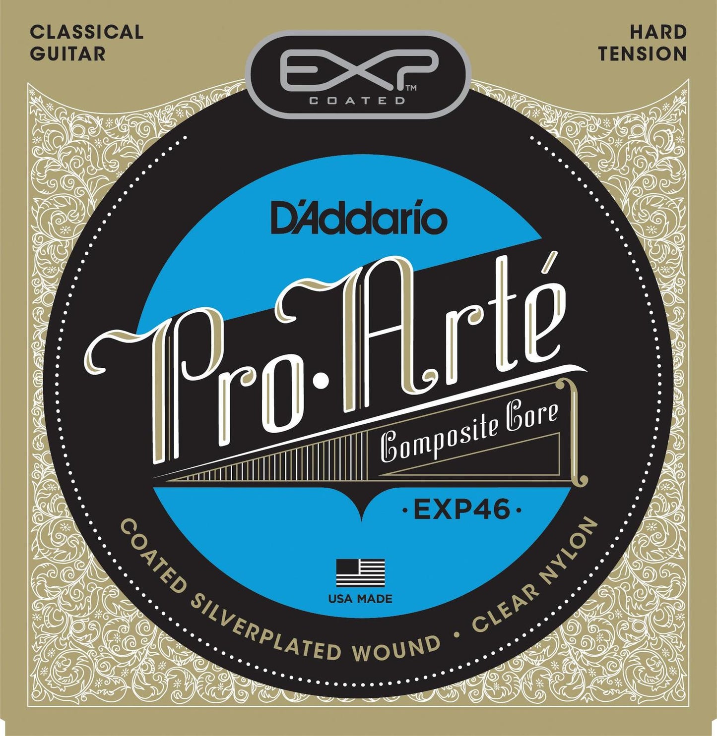 D'Addario EXP46 Coated Classical Guitar Strings, Hard Tension