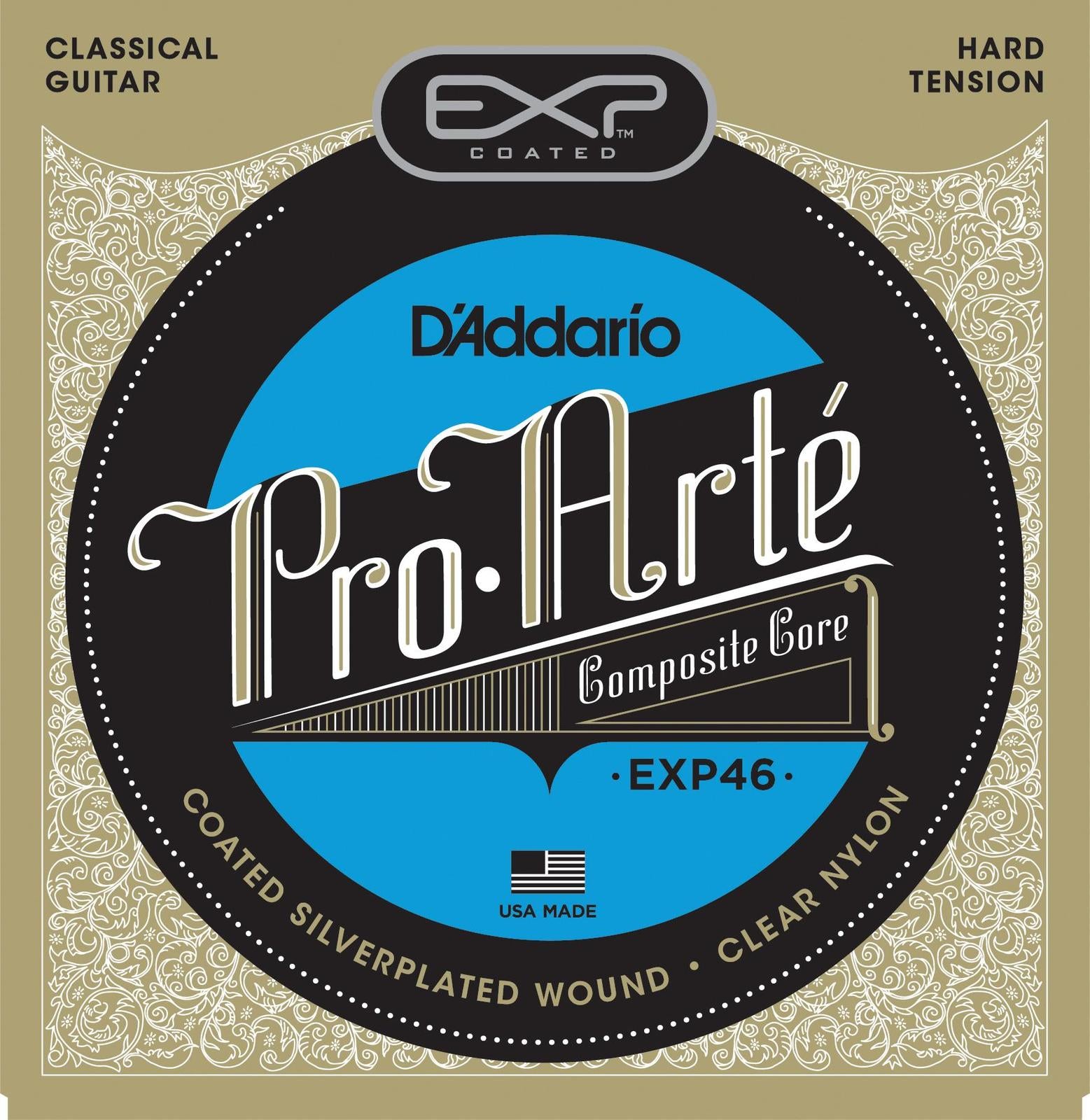 D'Addario EXP46 Coated Classical Guitar Strings, Hard Tension