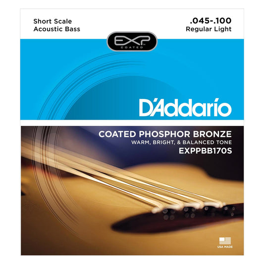 D'Addario EXPPBB170S Phosphor Bronze Coated Acoustic Bass Strings, Short Scale, 45-100
