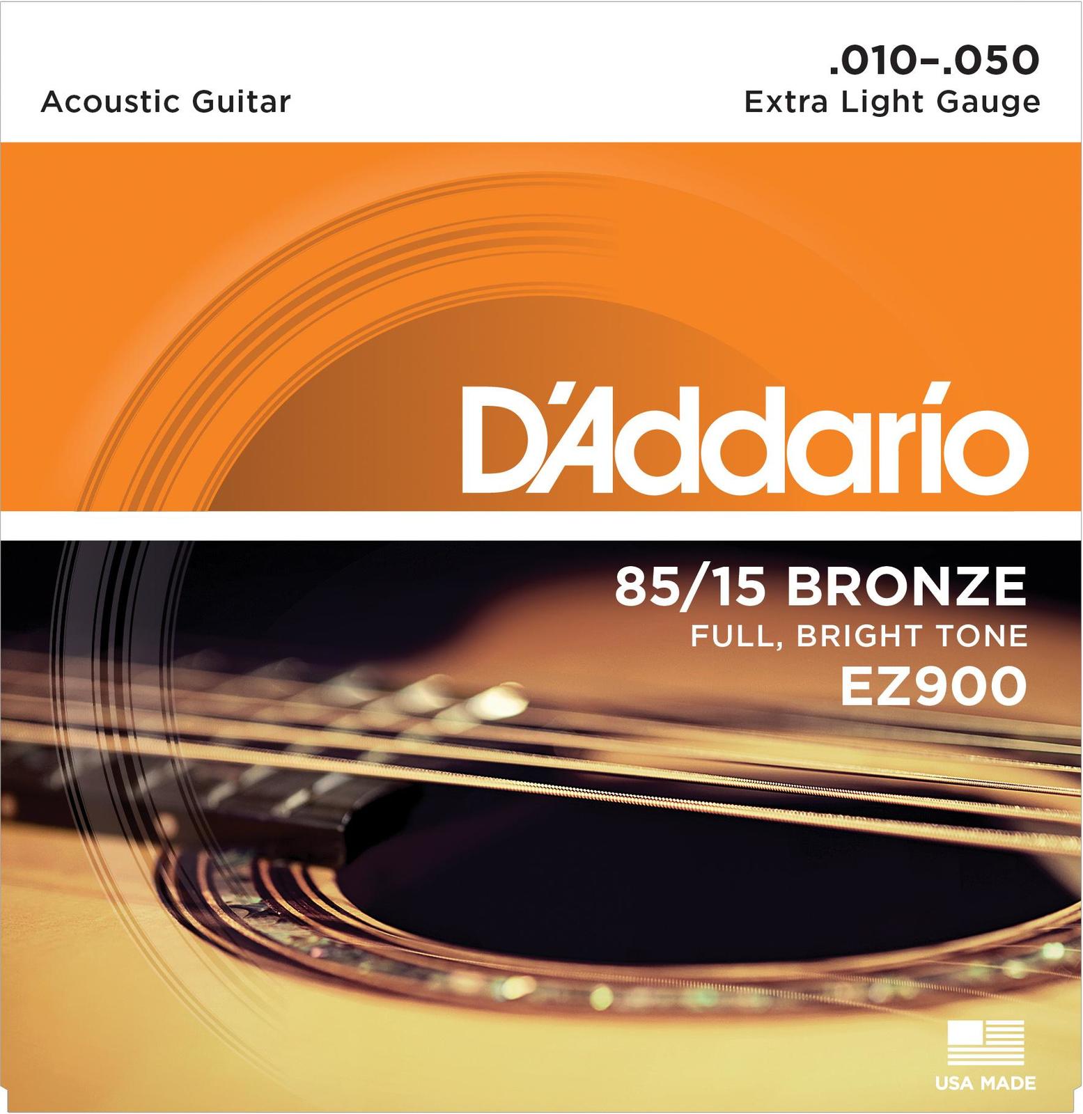 D'Addario EZ900 85-15 Bronze Acoustic Guitar Strings, Extra Light, 10-50