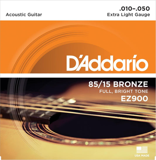 D'Addario EZ900 85-15 Bronze Acoustic Guitar Strings, Extra Light, 10-50
