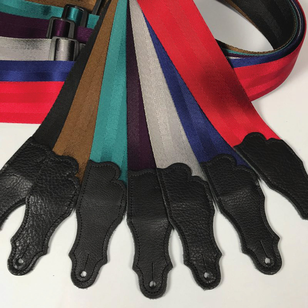 Franklin 2" Black Aviator Guitar Strap with Pebbled Glove Leather End Tab, Adjustable 38" to 60" — view 2