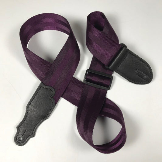 Franklin 2" Purple Aviator Guitar Strap with Pebbled Glove Leather End Tab, Adjustable 38" to 60"