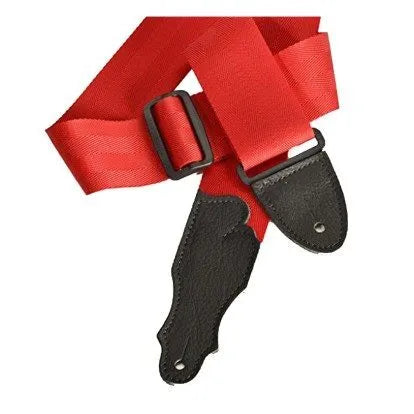 Franklin 2" Red Aviator Guitar Strap with Pebbled Glove Leather End Tab, Adjustable 38” to 60”