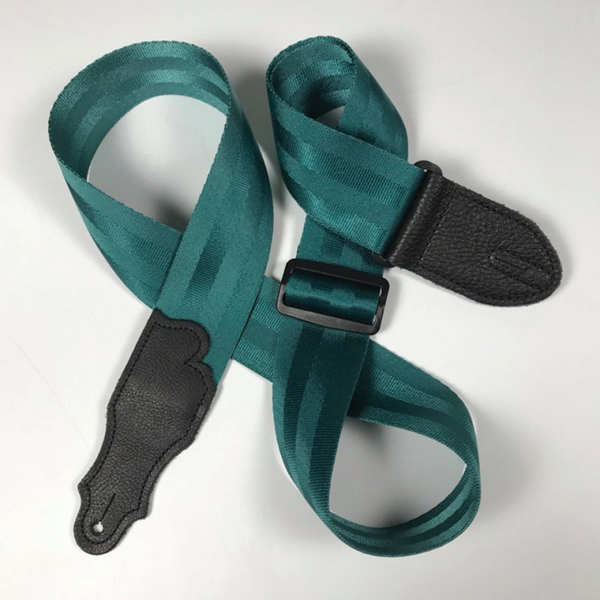 Franklin 2" Teal Aviator Guitar Strap with Pebbled Glove Leather End Tab, Adjustable 38" to 60"