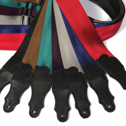 Franklin 2" Teal Aviator Guitar Strap with Pebbled Glove Leather End Tab, Adjustable 38" to 60" — view 2