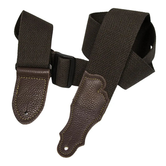 Franklin 2" Chocolate Cotton Guitar Strap with Pebbled Leather End Tabs