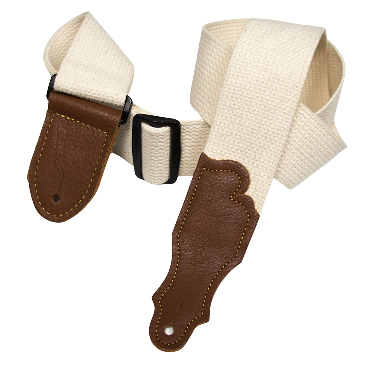 Franklin 2" Cotton Guitar Strap with Pebbled Caramel Leather End Tabs