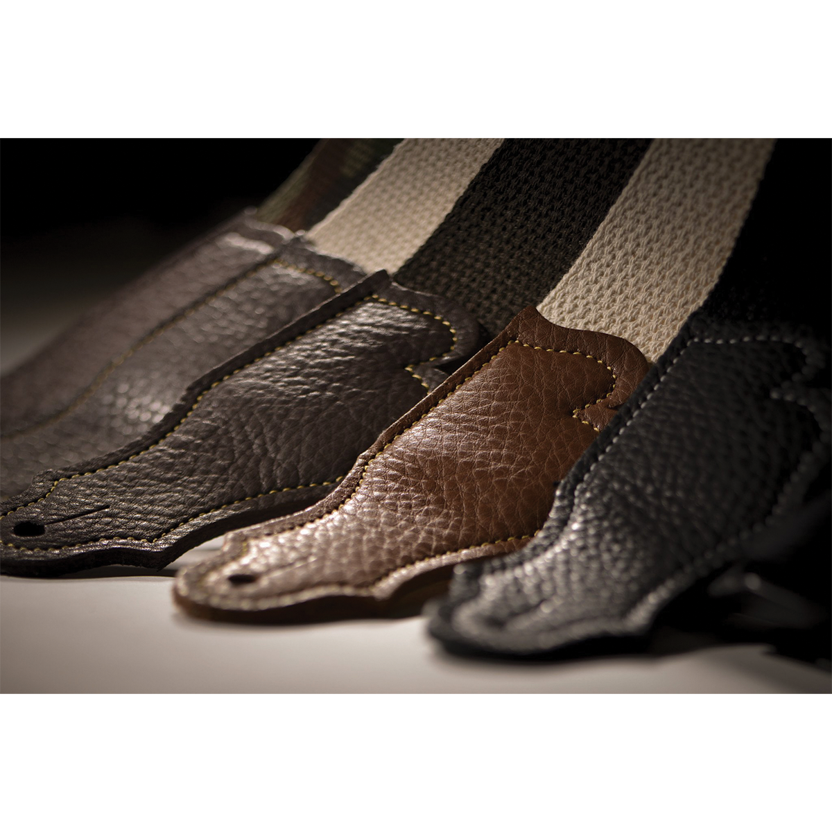 Franklin 2" Cotton Guitar Strap with Pebbled Chocolate Glove Leather End Tabs — view 2