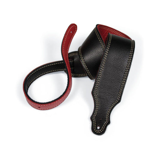 Franklin 2.5" 3-Ply Reversible Leather Guitar Strap Black/Red