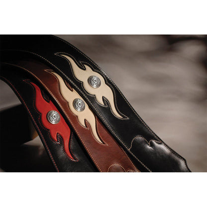 Franklin 2.5" Padded Black Leather Ball with Red Western Insert & Concho — view 2