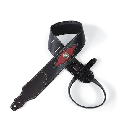 Franklin 2.5" Padded Black Leather Ball with Red Western Insert & Concho