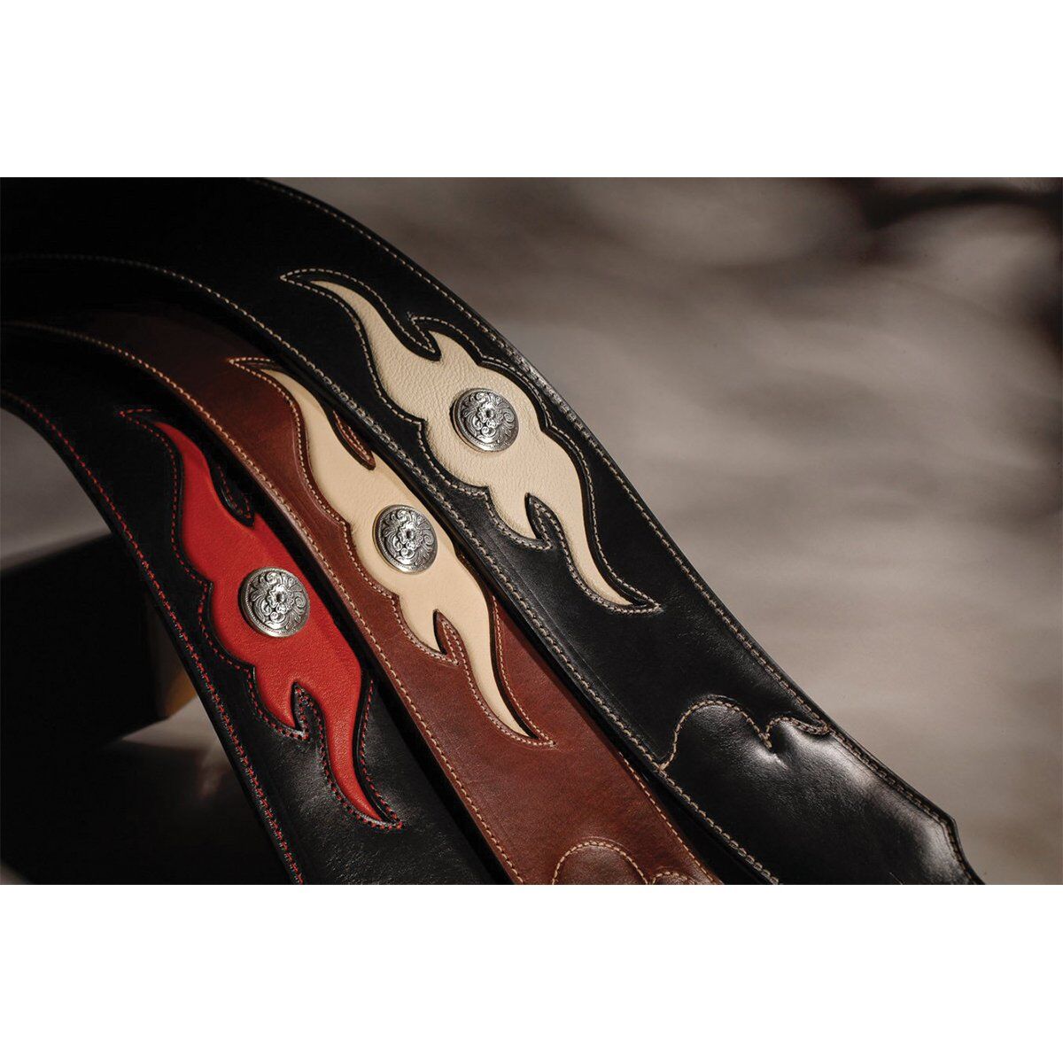 Franklin 3" Cognac Leather Ball with Cream Flame Insert & Concho, Padded — view 2